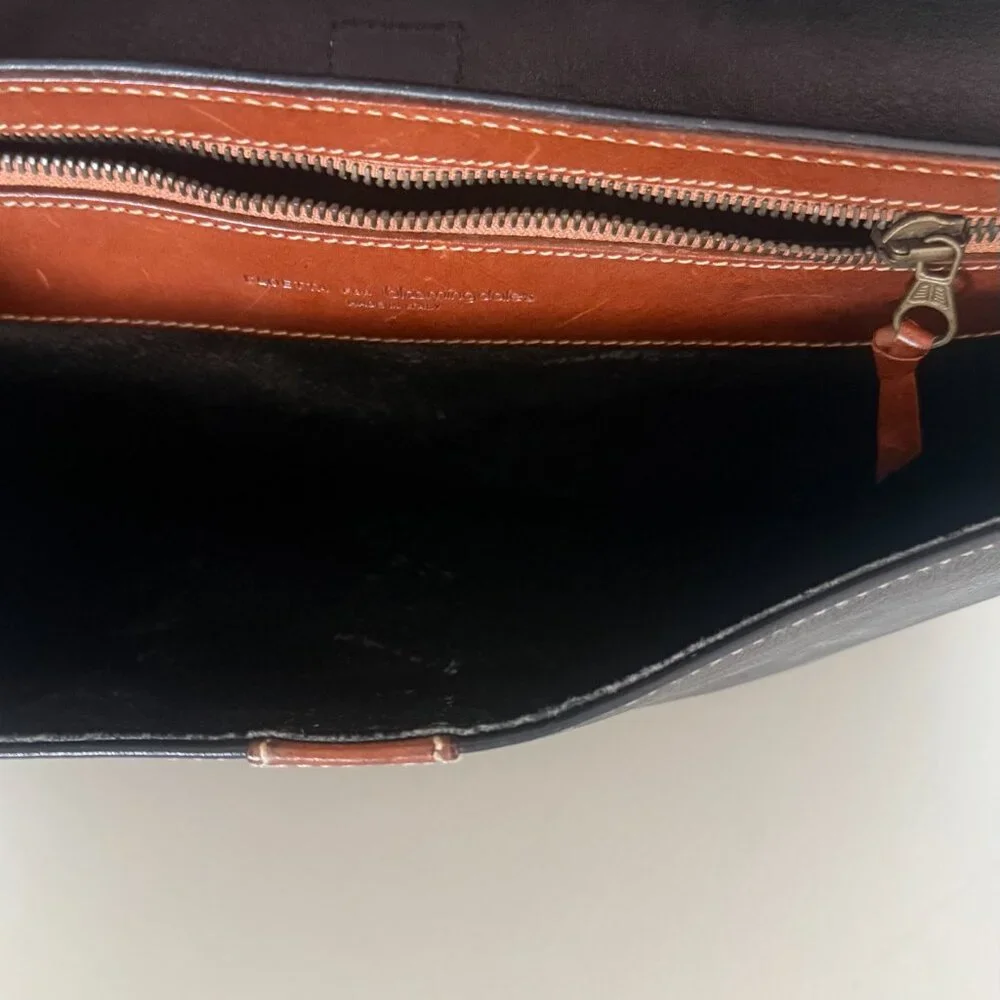 VINTAGE CLOETTA FOR BLOOMINGDALES LEATHER DOCUMENT CASE BRIEFCASE TWO TONE